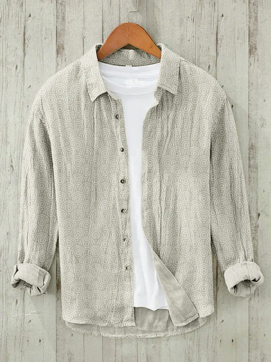 WITROSA Men’s Beige Geometric Print Shirt – Minimal Luxe Edition